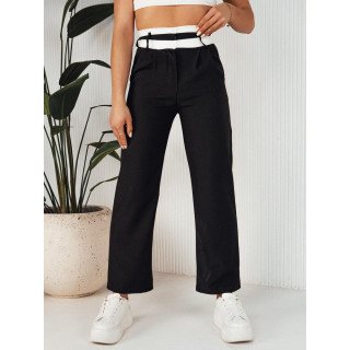 Ženske široke črne hlače z visokim pasom