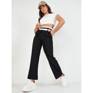 Ženske široke črne hlače z visokim pasom