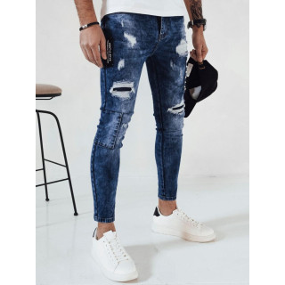 Moške modre skinny jeans hlače z luknjami