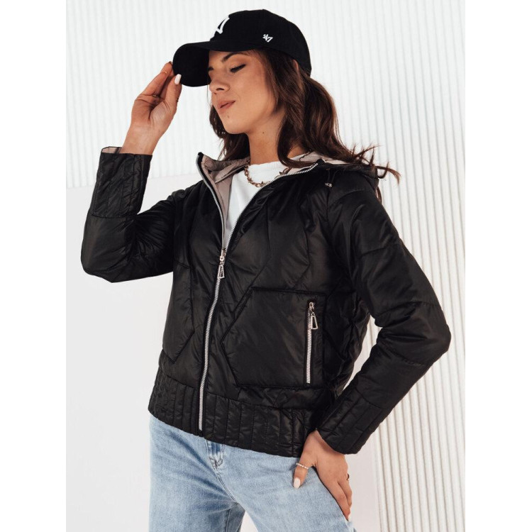 Črna dvostranska ženska jakna