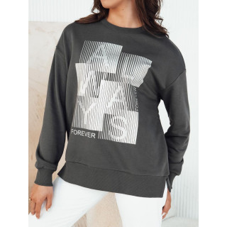 Ženski temno siv pulover s potiskom