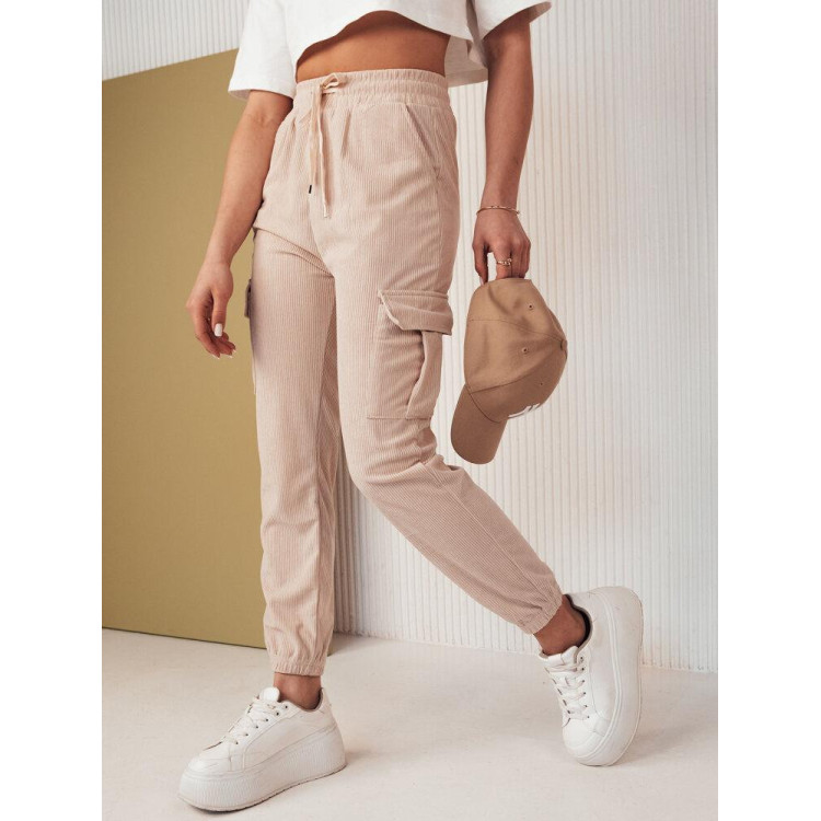 Ženske trenirke iz samleta v bež barvi