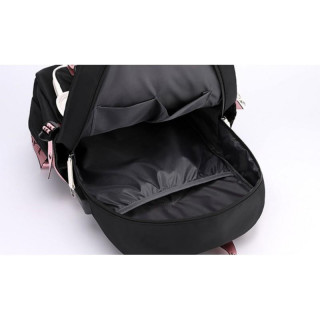 Roza in črn šolski nahrbtnik z obeskom in USB