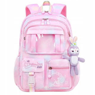 Roza šolski nahrbtnik RAINBOW z obeskom