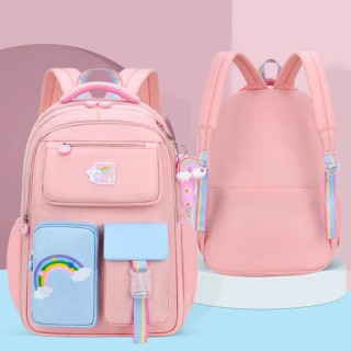Roza šolski nahrbtnik RAINBOW z žepi
