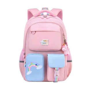 Roza šolski nahrbtnik RAINBOW z žepi