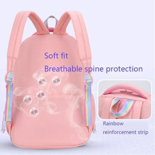 Roza šolski nahrbtnik RAINBOW z žepi