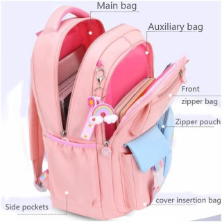 Roza šolski nahrbtnik RAINBOW z žepi