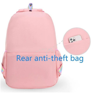 Roza šolski nahrbtnik RAINBOW z žepi