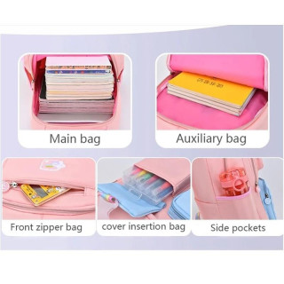 Roza šolski nahrbtnik RAINBOW z žepi