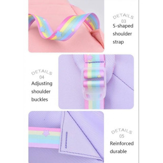 Roza šolski nahrbtnik RAINBOW z žepi
