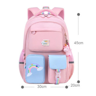 Roza šolski nahrbtnik RAINBOW z žepi