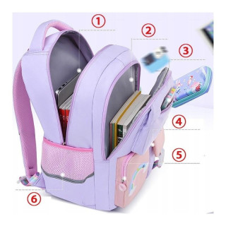 Otroški vijoličen šolski nahrbtnik RAINBOW z žepi