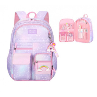 Vijoličen šolski nahrbtnik RAINBOW z žepi