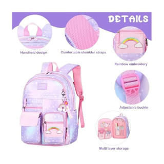 Vijoličen šolski nahrbtnik RAINBOW z žepi