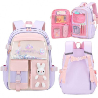 Otroški vijoličen šolski nahrbtnik RABBIT z žepi