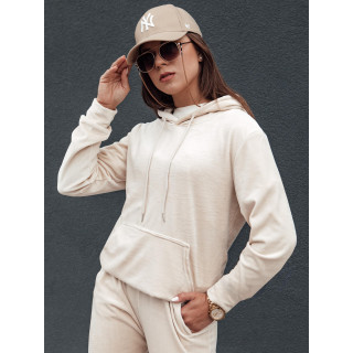 Žametni ženski komplet v ekru barvi