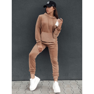 Ženski svetlo rjav žametni komplet