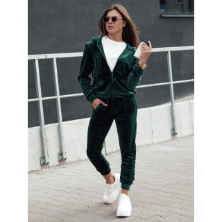 Žametni ženski komplet v zeleni barvi