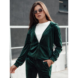 Žametni ženski komplet v zeleni barvi