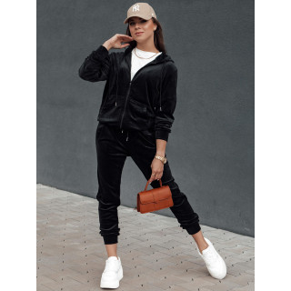 Žametni ženski komplet v črni barvi