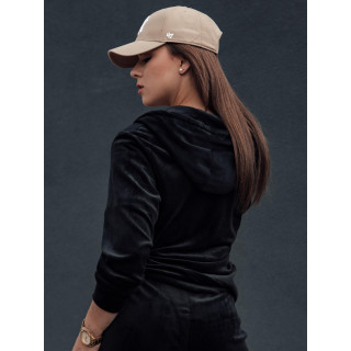 Žametni ženski komplet v črni barvi