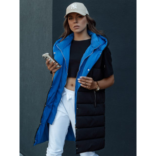 Ženski dolg prešit brezrokavnik v črni barvi