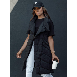 Dolg ženski telovnik v črni barvi