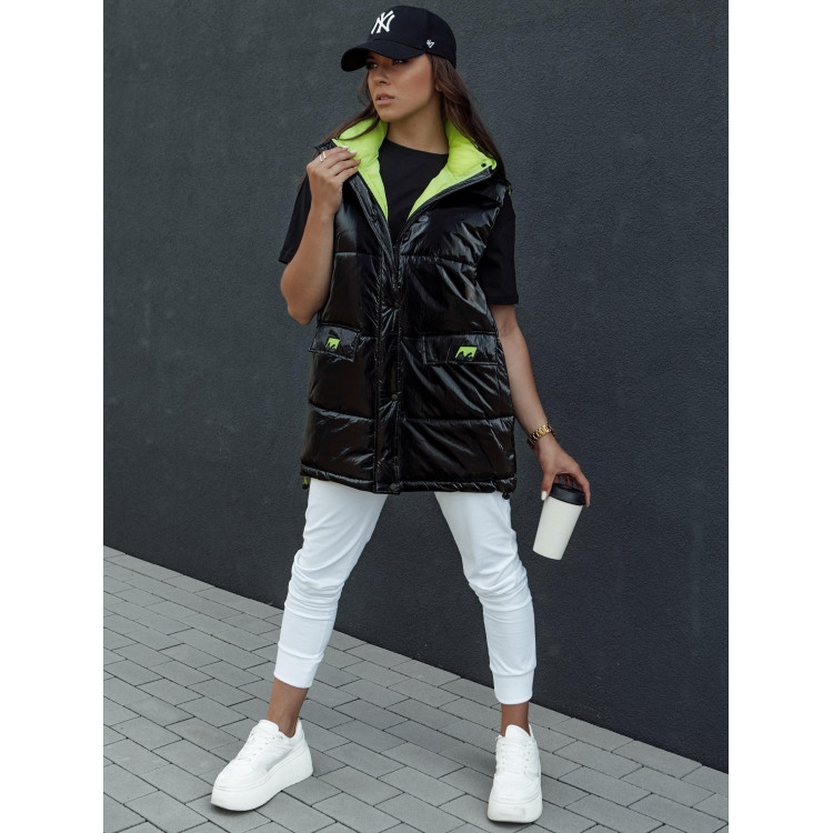 Črn prešit ženski telovnik