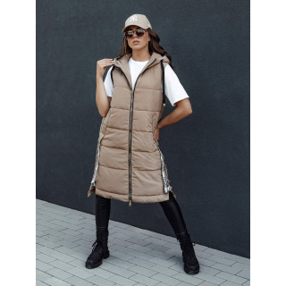 Bež dolgi brezrokavnik za jesen