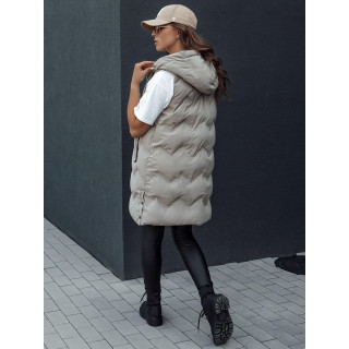 Ženski prešit brezrokavnik v bež barvi