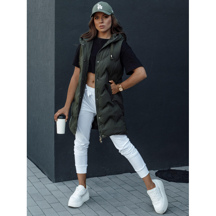 Ženski prešit zeleni telovnik