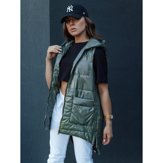 Ženski dolgi brezrokavnik v zeleni barvi