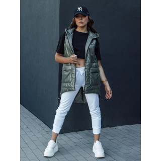 Ženski dolgi brezrokavnik v zeleni barvi