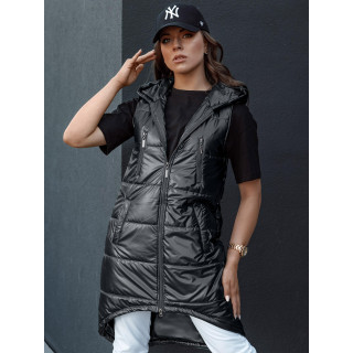 Ženski asimetrični telovnik v črni barvi