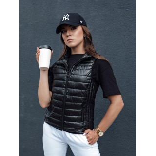 Kratek ženski brezrokavnik v črni barvi