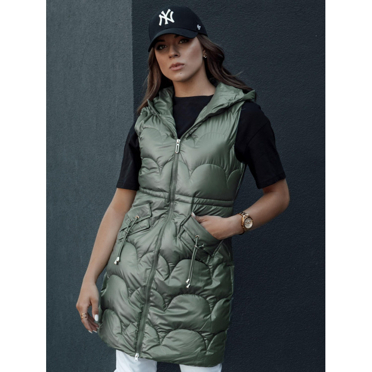 Dolg ženski telovnik v zeleni barvi