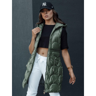 Dolg ženski telovnik v zeleni barvi