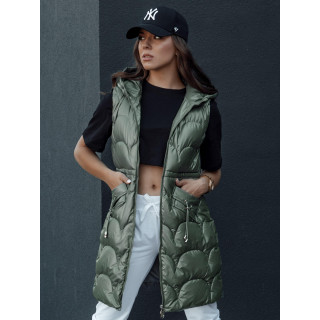 Dolg ženski telovnik v zeleni barvi