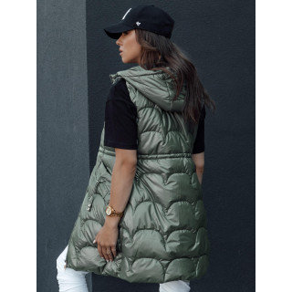 Dolg ženski telovnik v zeleni barvi