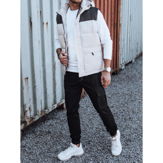 Bež moški brezrokavnik s kapuco