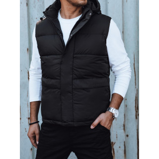 Moški prešit brezrokavnik v črni barvi