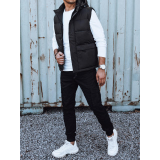 Moški prešit brezrokavnik v črni barvi