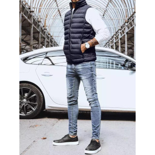 Temno moder prešit moški telovnik