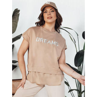 Ženska rjava majica s kratkimi rokavi z napisom DREAMS