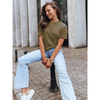 Olivna ženska majica s kratkimi rokavi