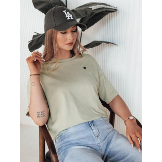 Ohlapna ženska majica s kratkimi rokavi v barvi pistacije