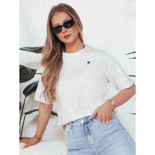 Bela ohlapna ženska majica s srčkom