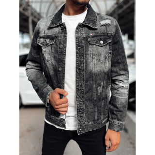 Moška črna denim jakna z luknjami