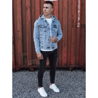 Moška denim jakna s kapuco